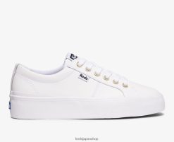 ジャンプキックデュオレザースニーカー ZDPZ6085 Keds 女性 白 履物