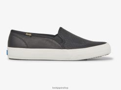 ダブルデッカー エンボスレザー スリッポンスニーカー ZDPZ6024 Keds 女性 黒 履物
