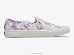 ダブルデッカーキャンバス水彩花柄スリッポンスニーカー ZDPZ6064 Keds 女性 グレーパープル 履物