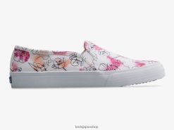 ダブルデッカーキャンバス水彩花柄スリッポンスニーカー ZDPZ6065 Keds 女性 ホワイトピンク 履物