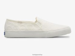 ダブルデッカーサークルかぎ針編みスリッポンスニーカー ZDPZ6039 Keds 女性 白 履物