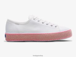 トリプルキック キャンバス ジュート フォクシング スニーカー ZDPZ60167 Keds 女性 ホワイトネオンピンク 履物