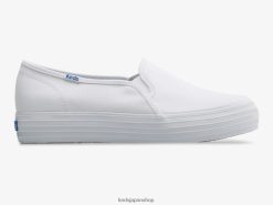 トリプルデッカー キャンバス スリッポン スニーカー ZDPZ6040 Keds 女性 白 履物